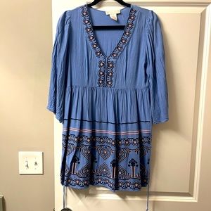 Blue/pink stitched dress